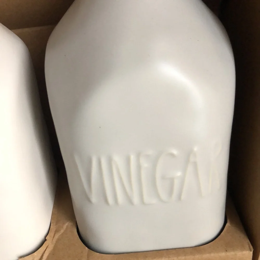 Rae Dunn White and Gray Oil & Vinegar Cruet Set